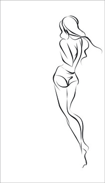 211x368 Outline Drawing Girl Body Free Vector Download - Human Body Line Drawing