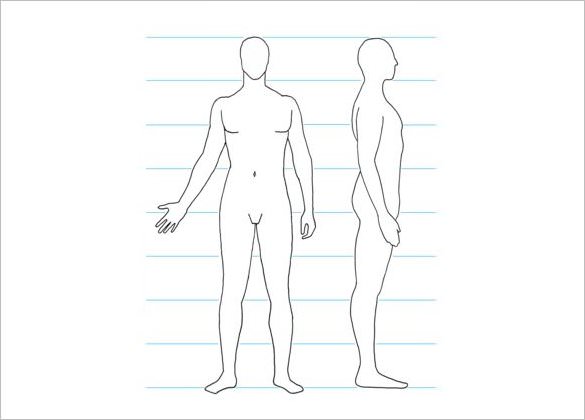 585x420 Body Outline Templates - Human Body Line Drawing