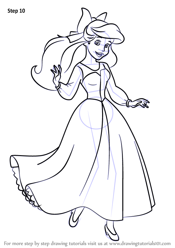 598x844 Learn How To Draw Ariel As Human From The Little Mermaid - Human Cartoon Drawing