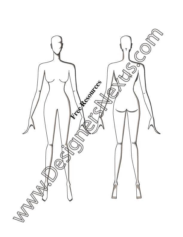 612x792 Free Figure Templates For Technical Flat Drawing - Human Drawing Template