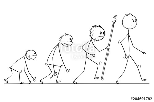 500x333 Cartoon Stick Man Drawing Conceptual Illustration Of Human - Human Evolution Drawing