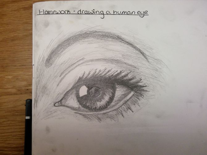 670x503 How To Draw Human Eyes Steps - Human Eye Drawing