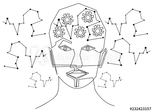 500x367 Continuous Line, Drawing Of Set Faces Technology And Engineering - Human Face Outline Drawing
