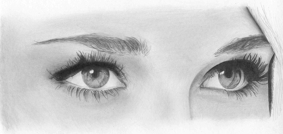 900x427 Gallery Sketch Of Beautiful Eyes - Human Face Pencil Drawing