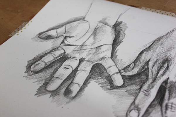 600x400 how to draw lifelike hands in steps craftsy blog - Human Hand Drawing