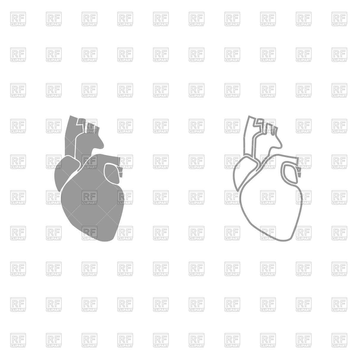 1200x1200 Human Heart Silhouette And Outline Vector Image Of Signs, Symbols - Human Heart Drawing Outline