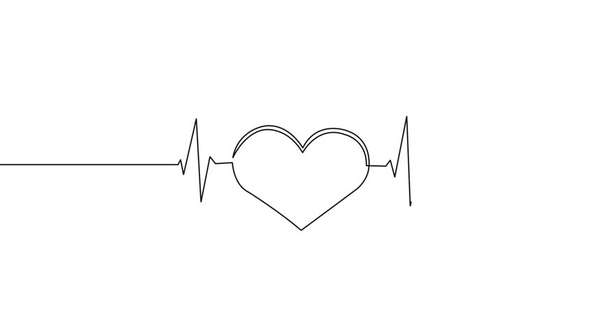 852x480 Self, Drawing, Animation Single Continuous Stock Footage Video - Human Heart Drawing Outline