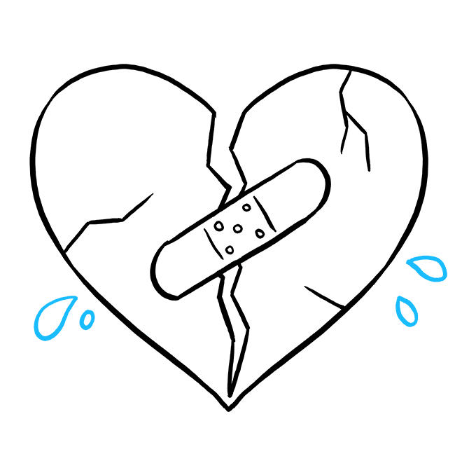 680x678 How To Draw A Broken Heart - Human Heart Drawing Steps