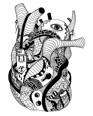 300x375 Human Heart Drawing - Human Heart Line Drawing