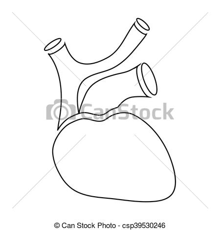 450x470 human heart icon, outline style human heart icon in outline style - Human Heart Outline Drawing