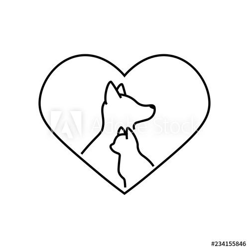 500x500 Donation For Pets Linear Icon Animals Welfare Thin Line - Human Heart Outline Drawing