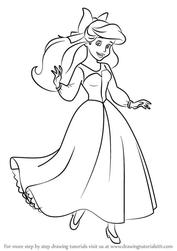 566x800 Learn How To Draw Ariel As Human From The Little Mermaid - Human Line Drawing