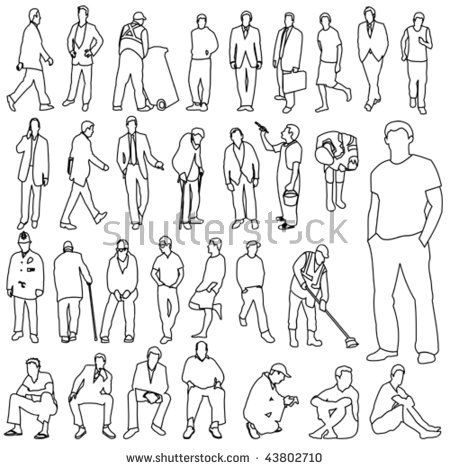 450x470 Lots Of Men Line Style Drawing Art In Drawing People - Human Line Drawing