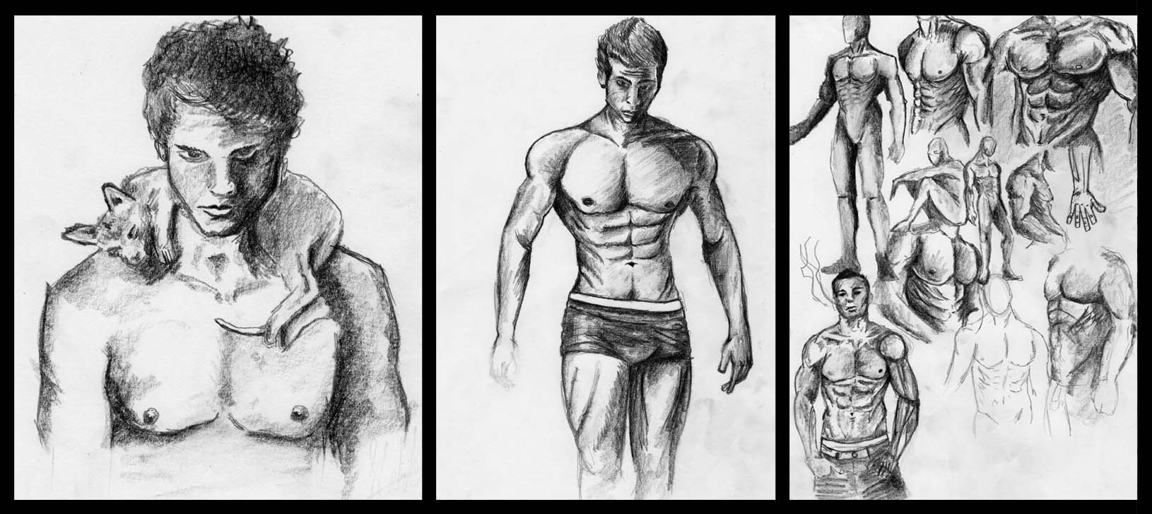 1630x727 male body sketches art j designs - Human Male Body Drawing