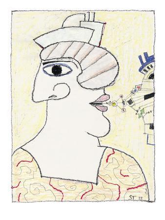 338x450 Profile Drawing With Nose On One Side Of The Head, And The Mouth - Human Profile Drawing