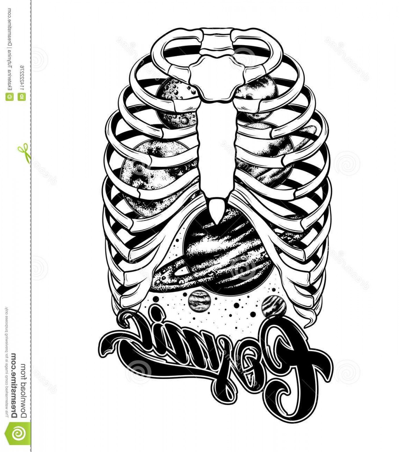 1378x1560 Cosmic Handwritten Lettering Vector Hand Drawn Illustration Human - Human Ribs Drawing