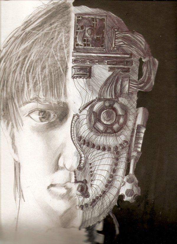 600x825 Half Robot - Human Robot Drawing