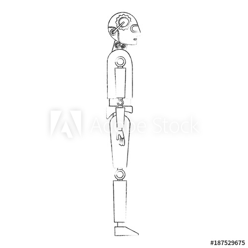 500x500 Humanoid Robot Profile Icon - Human Robot Drawing