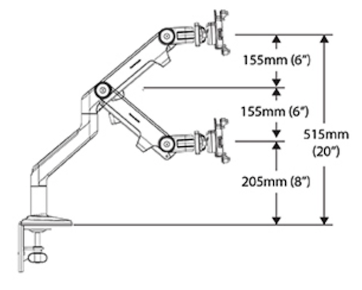518x414 Humanscale Adjustable Monitor Arm Ergopro - Human Scale Drawing