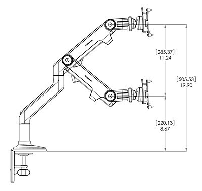 400x380 Monitor Arm - Human Scale Drawing