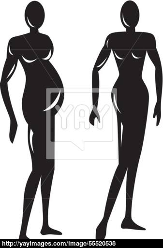 337x512 Female Stick Drawing Silhouette Vector - Human Silhouette Drawing