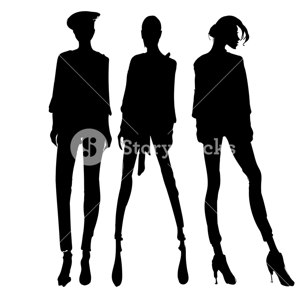 1000x972 Silhouettes Fashion Girls Fashion Illustration Silhouettes - Human Silhouette Drawing