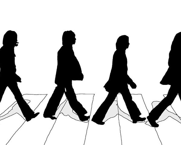 600x480 the beatles abbey road silhouette drawing poster - Human Silhouette Drawing