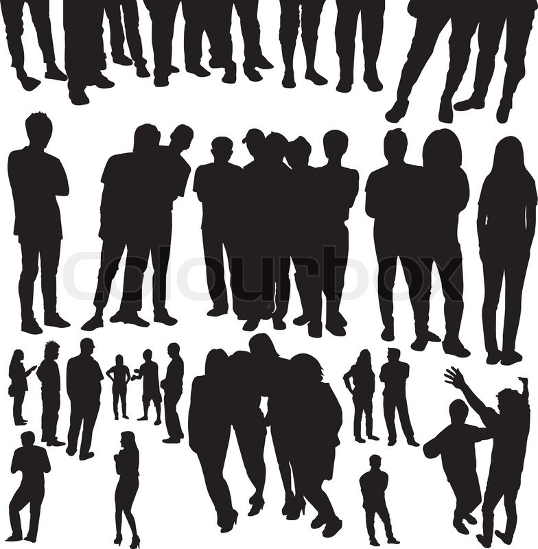 784x800 vector drawing silhouette crowds stock vector colourbox - Human Silhouette Drawing
