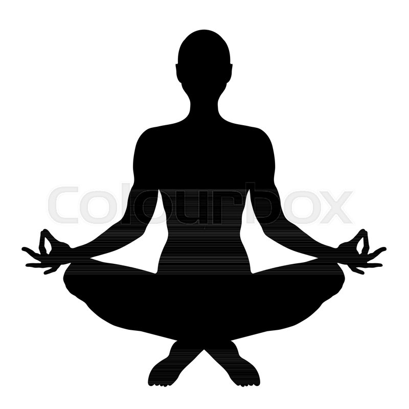 800x800 Yoga, Figure Of A Man Sitting In A Stock Vector Colourbox - Human Silhouette Drawing