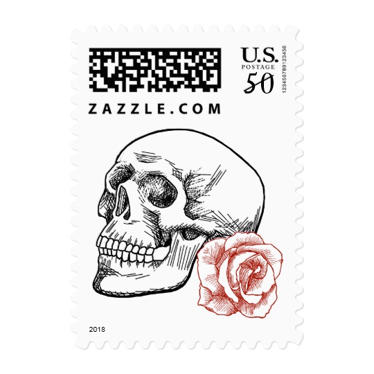 540x540 human skull and rose line drawing postage - Human Skull Line Drawing