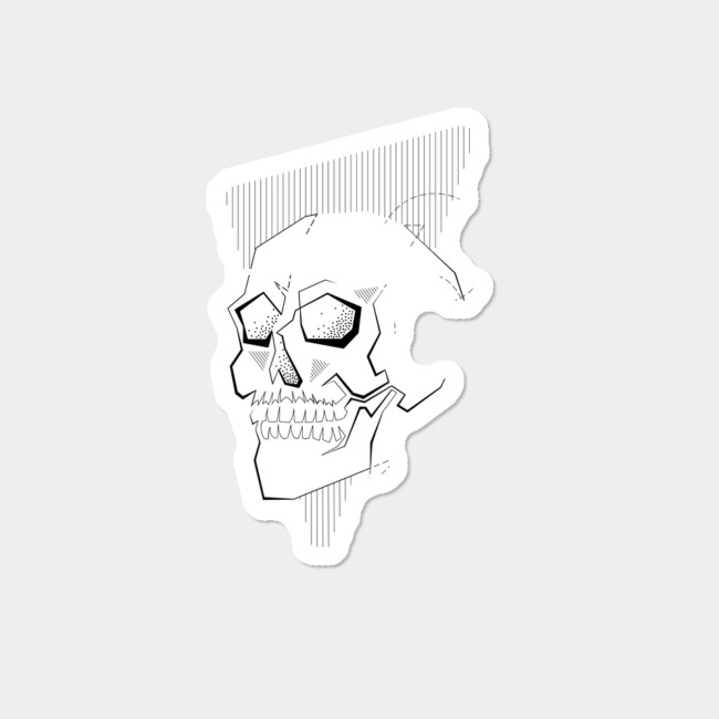 650x650 Skull Line Art Sticker - Human Skull Line Drawing