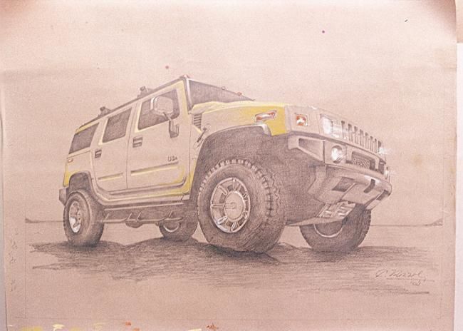 650x464 hummer drawing - Hummer Drawing