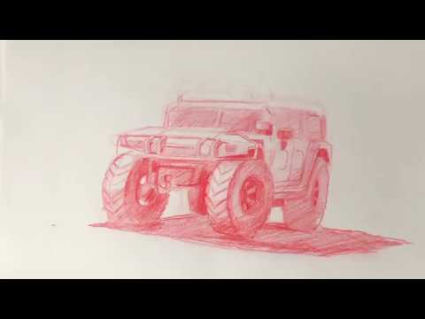 480x360 how to draw a car - Hummer Drawing