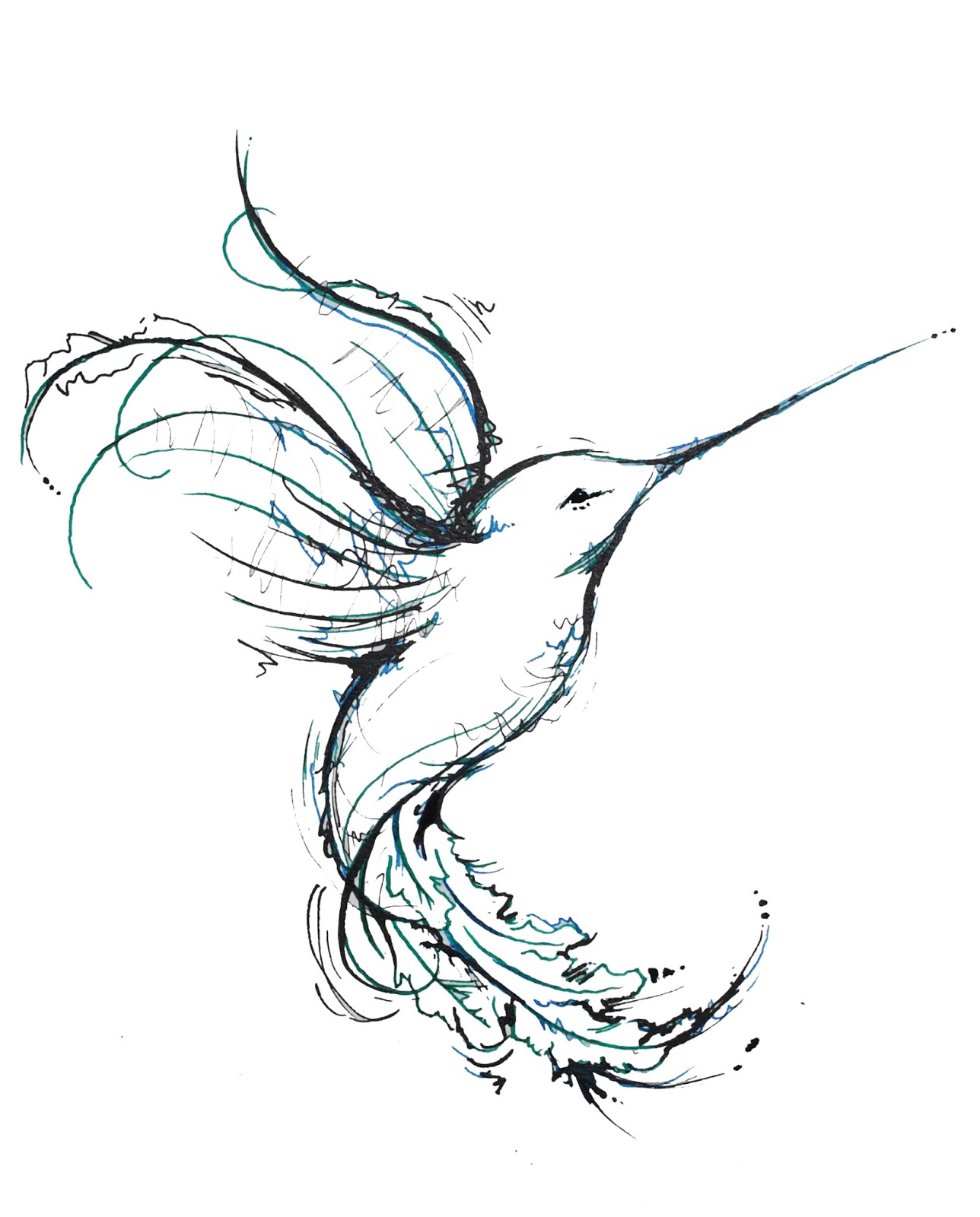 1288x1600 Hummingbird Drawing Silhouette Free Download Clip Art - Hummingbird Drawing Images