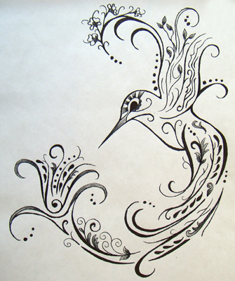 335x400 Hummingbird Drawing Outline - Hummingbird Drawing Outline