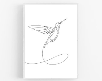 340x270 Hummingbird Drawing Etsy - Hummingbird Line Drawing