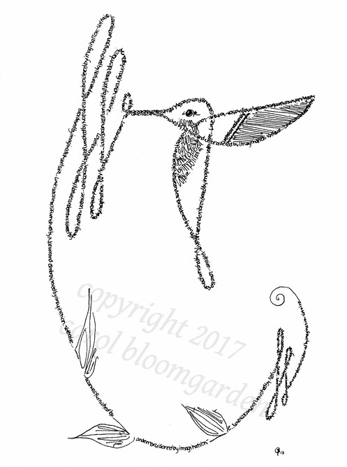497x669 Voltaire Hummingbird With Voltaire Quote - Hummingbird Line Drawing