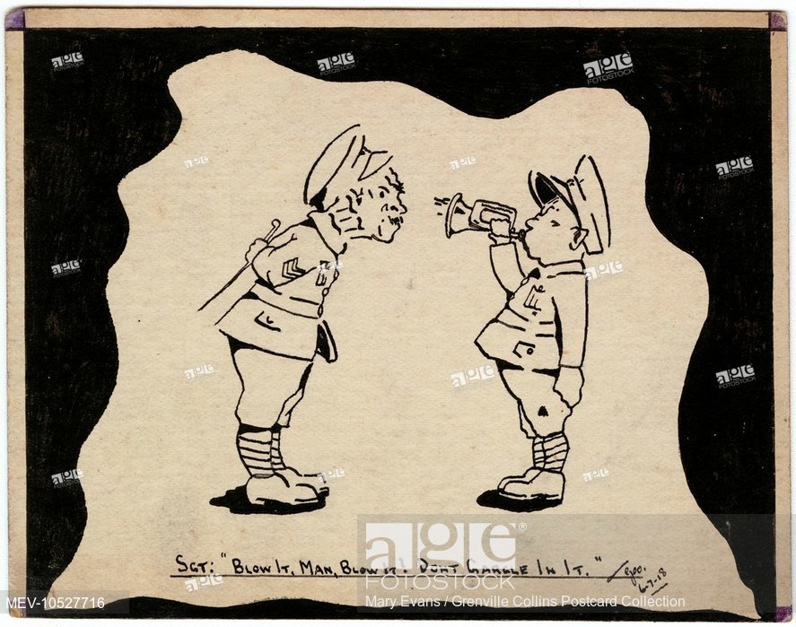 887x699 humorous drawing depicting an aggressive looking army sergeant - Humorous Drawing