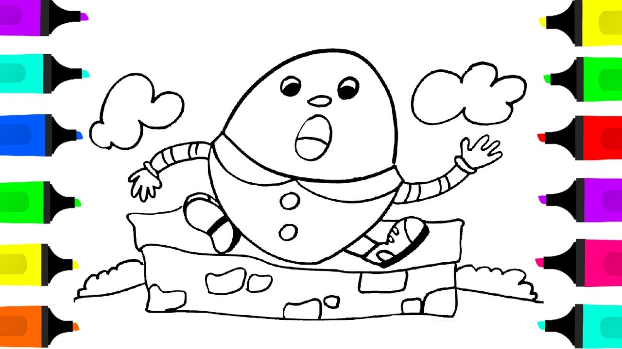 1280x720 Humpty Dumpty Drawing And Coloring Video For Kidshumpty Dumpty - Humpty Dumpty Drawing