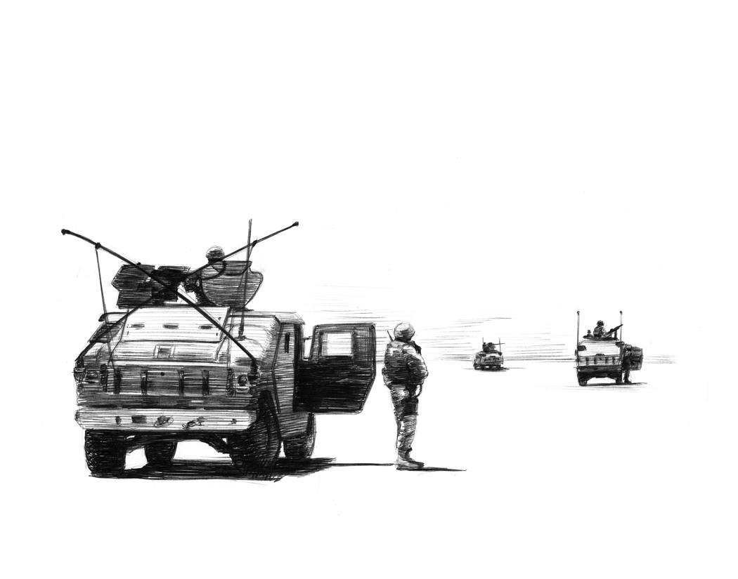 1050x825 military art - Humvee Drawing