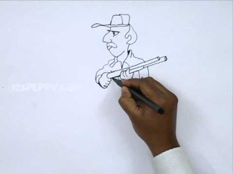 480x360 How To Draw Hunting - Hunter Drawing