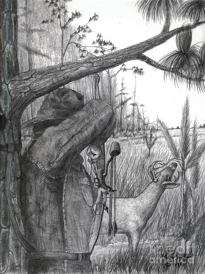 672x900 deer hunter drawing - Hunter Drawing