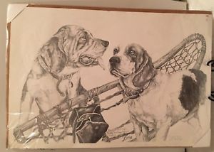 300x214 hunting dog beagle pencil sketched drawing - Hunting Dog Drawing