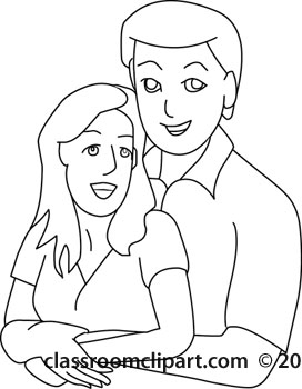 272x350 people black and white outline clipart - Husband And Wife Drawing