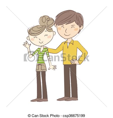 450x470 young couple, husband and wife standing together - Husband And Wife Drawing