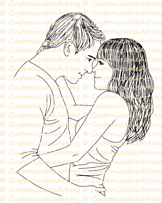 570x713 couple digi stamp digital stamp romantic drawing man woman etsy - Husband And Wife Drawing