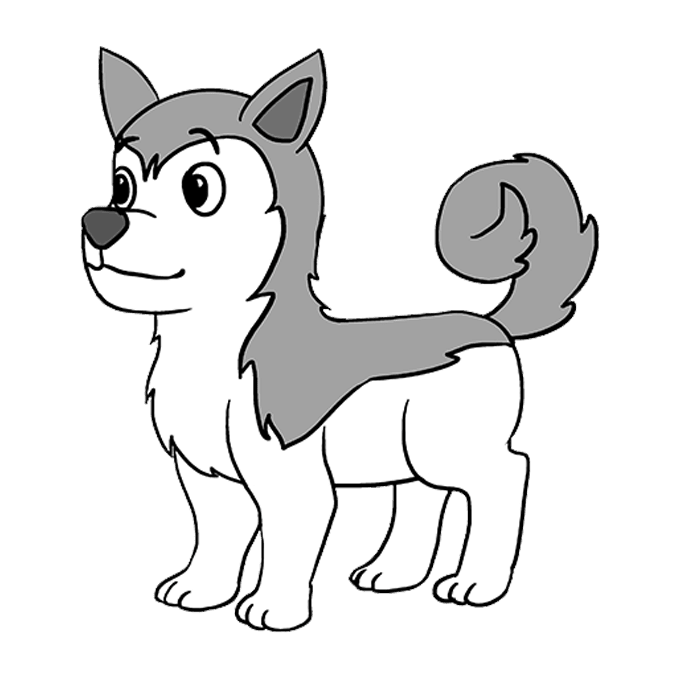 680x678 How To Draw A Husky - Husky Cartoon Drawing