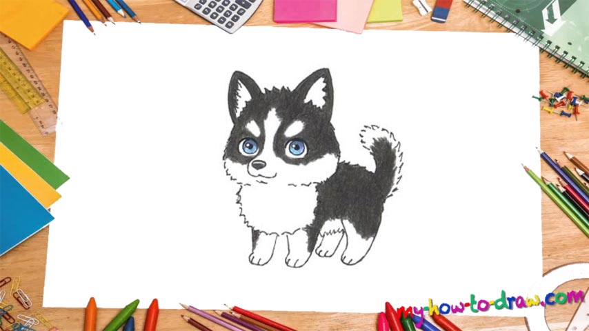 854x480 How To Draw A Cartoon Husky Dog - Husky Cartoon Drawing
