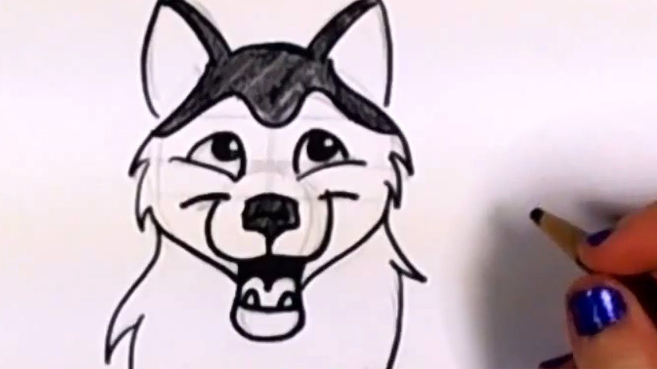 1280x720 How To Draw A Cartoon Dog - Husky Cartoon Drawing