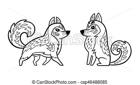 450x273 outline siberian husky dog vector line art of siberian husky dogs - Husky Dog Drawing